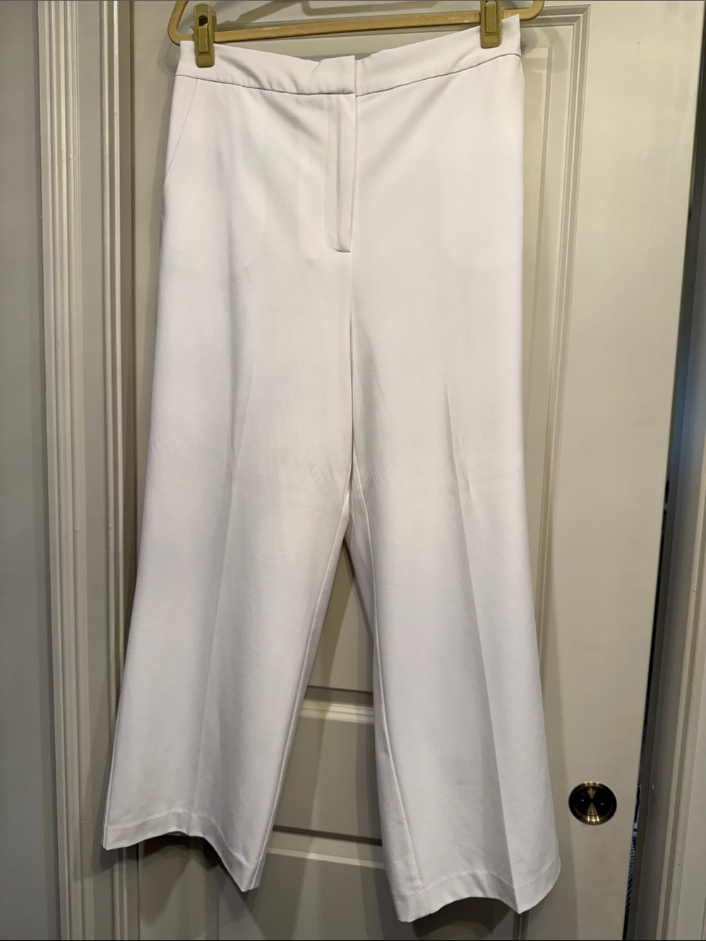Halogen White Wide-Leg Cropped Dress Pants